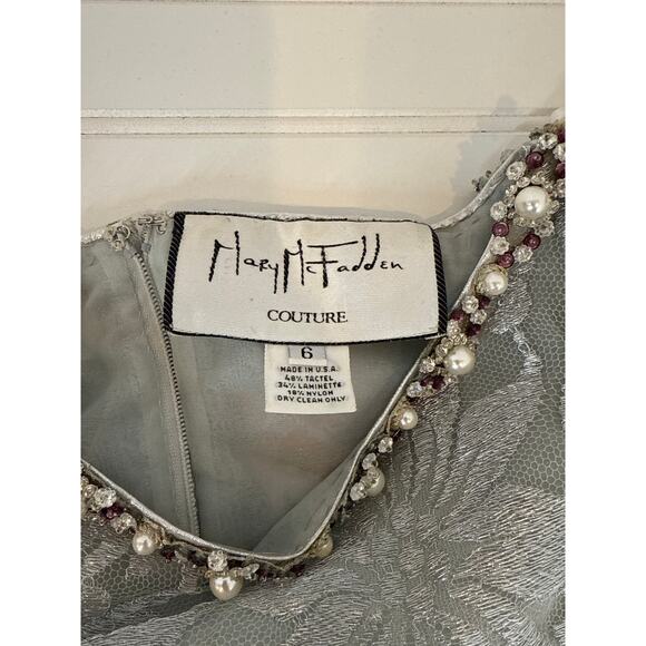 Vintage Mary McFadden Designers Couture Metallic Thread Beaded Set 2-Piece Sz 6 - Picture 5 of 10